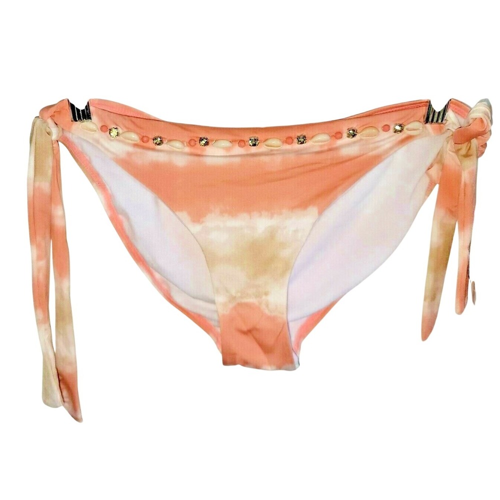 Ninety Six Degrees Women's Peach Large  Bikini Swim Bottoms Shells Jewels‎ NWT